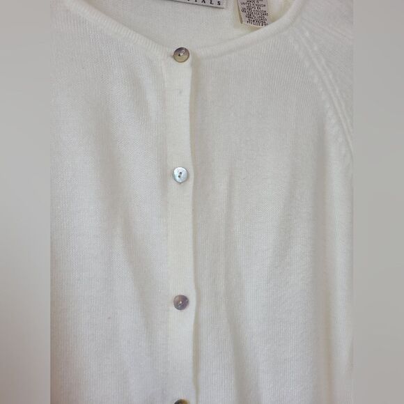 Vintage Carolyn Taylor Cardigan Sweater Cream Soft Knit Preppy Grandma Medium - Picture 8 of 9